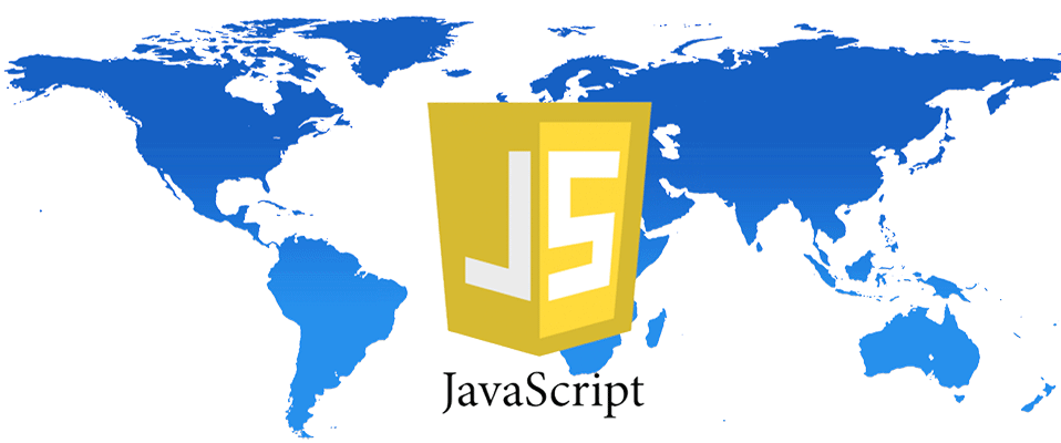 JavaScript logo with world map
